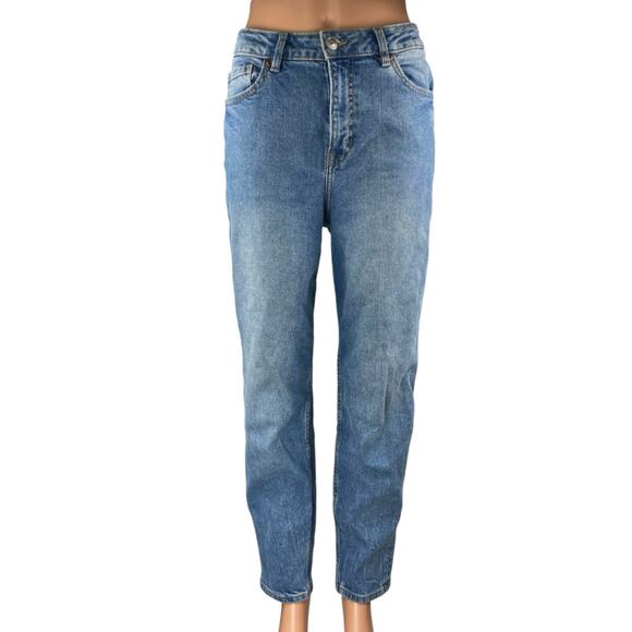 H&M Divided Women's Blue High Waisted Straight Tapered Denim Jeans Pants Size 6 - Picture 1 of 4